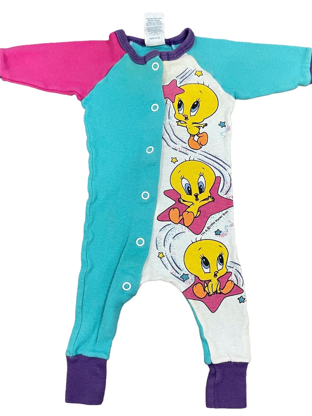 Vintage 1994 Tweety Bird Colorblock Kids One-Piece